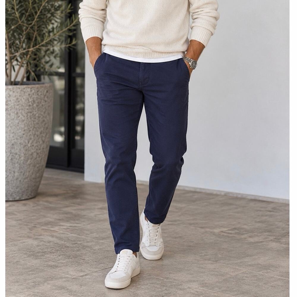 Taylor Stitch Organic Cotton Blend Slim-Fit Chino Trouser Pants Navy Blue Men 33